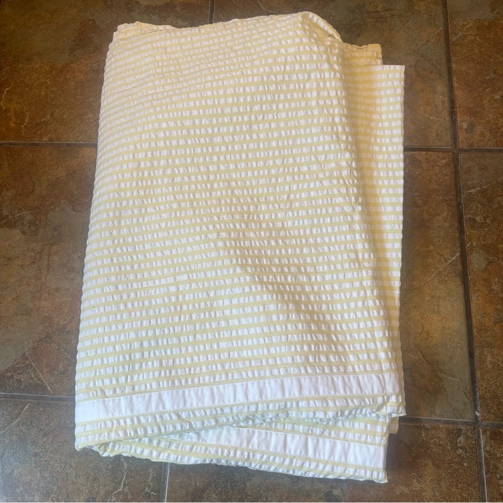 Cuddledown Queen Flat Sheet Yellow Stripe Cotton Portugal
